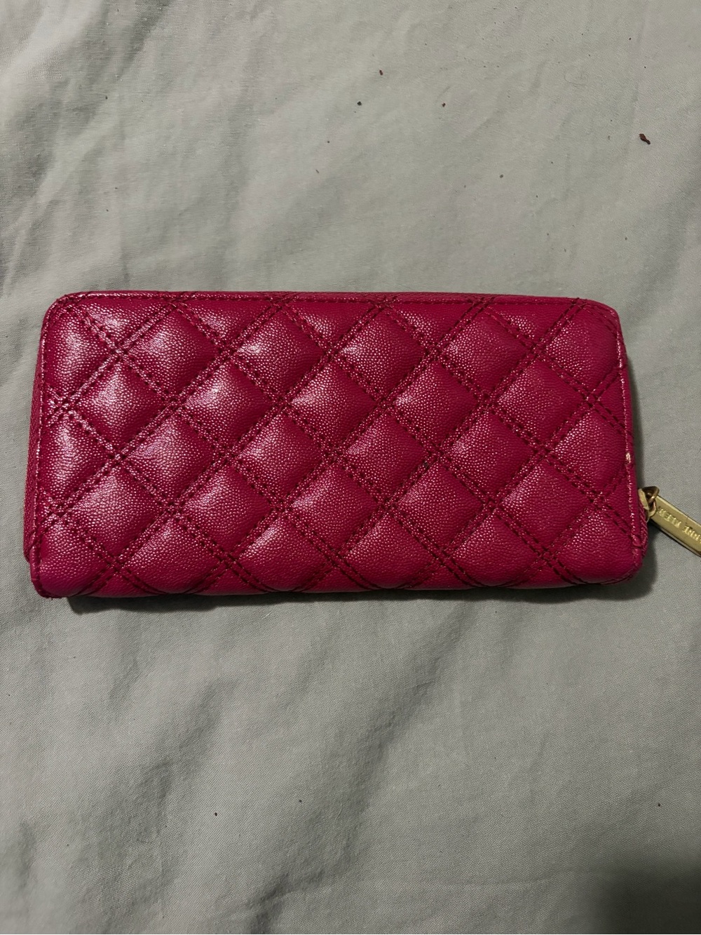 Quilted Zip-Around Wallet - Fuchsia Pink